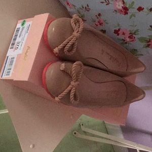 Pretty Ballerinas Nude Pink Rope-Trim Flats